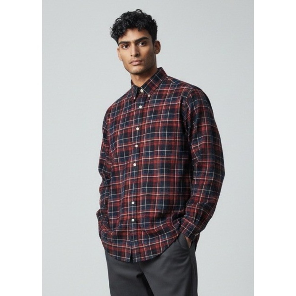 Ralph Lauren Classic Fit Plaid Flannel Shirt Mens M Navy Red Green Pony